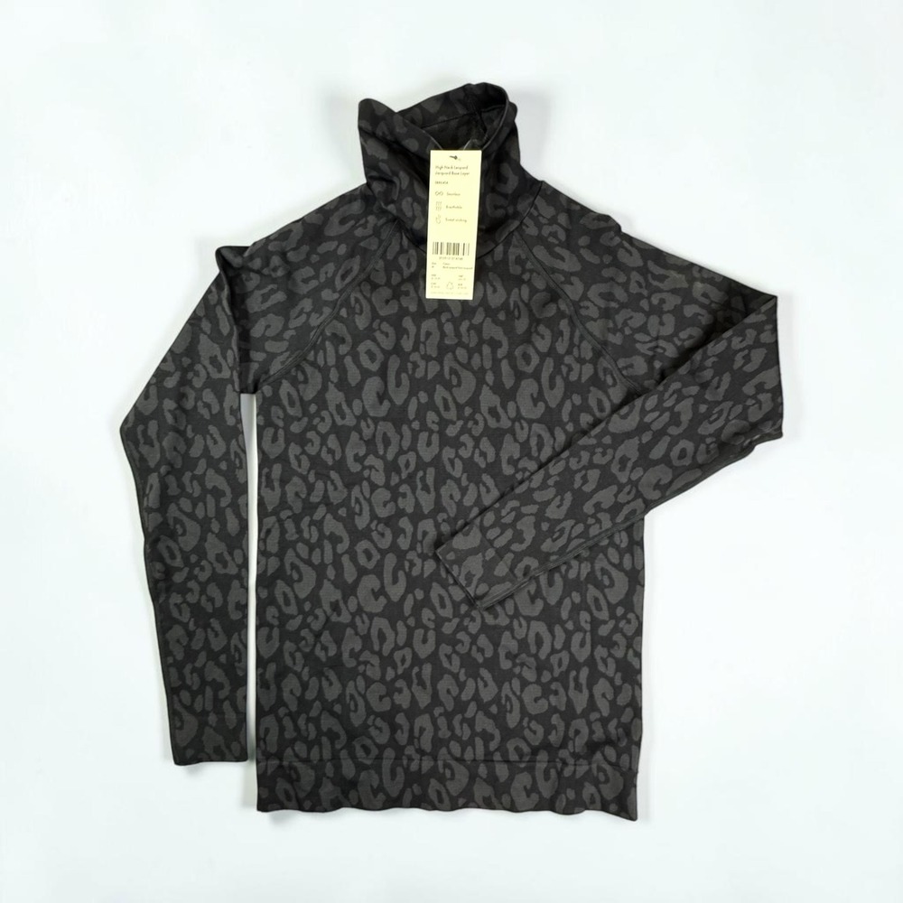 Sweaty Betty High Neck Leopard Jacquard Base Layer Black SB8640A Medium NWT - Picture 2 of 6